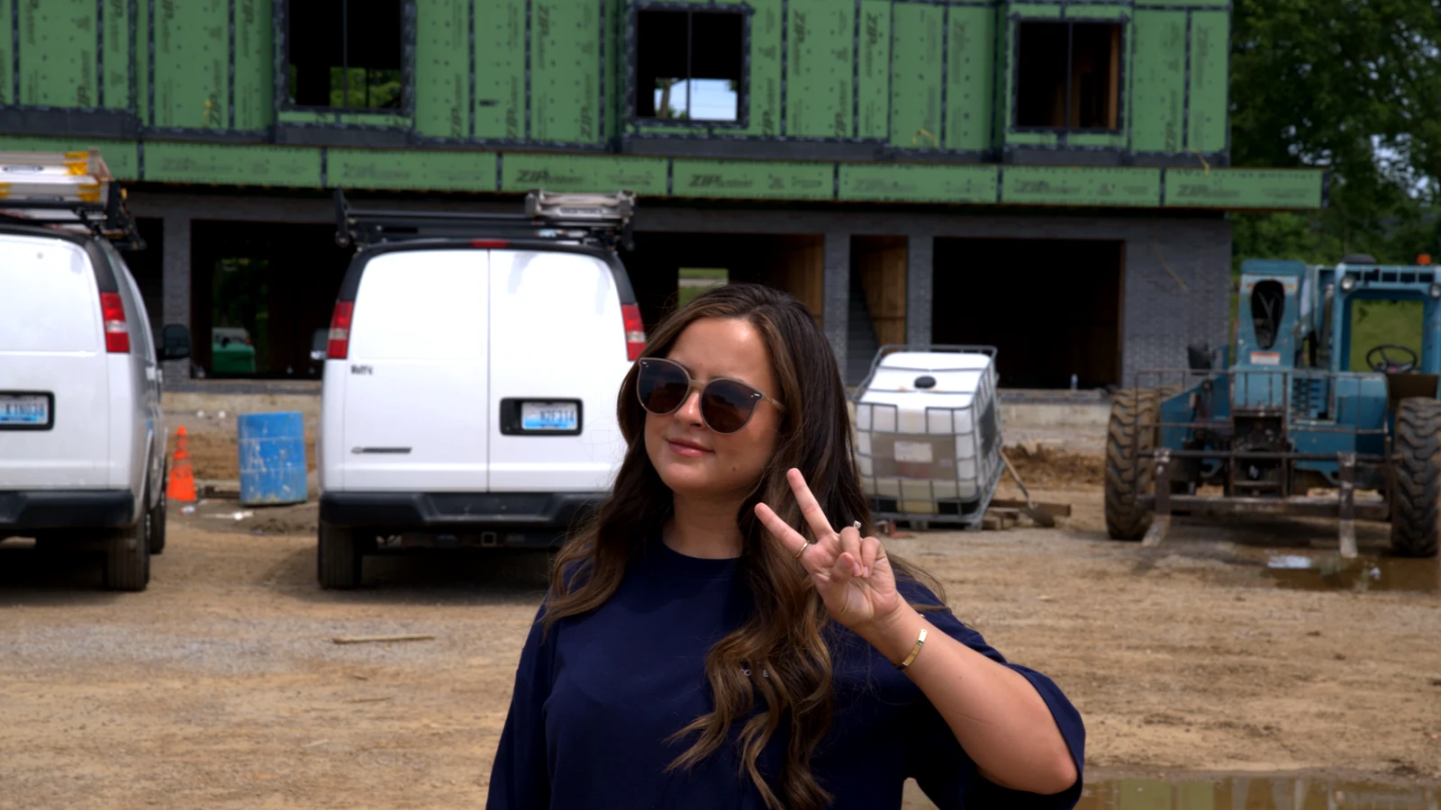 Overcome Media team member and client at a Central Kentucky construction site