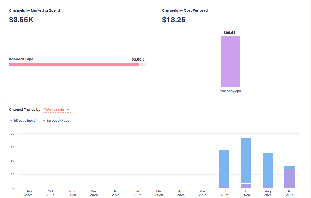 Tracked leads counted by month